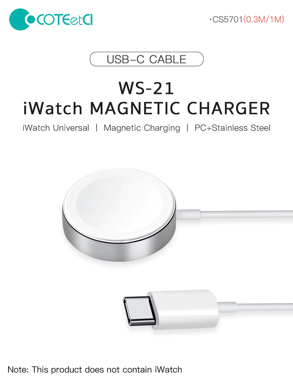 Kabel adowarka dla Apple Watch COTECI USB c Magnetic Charger 1m