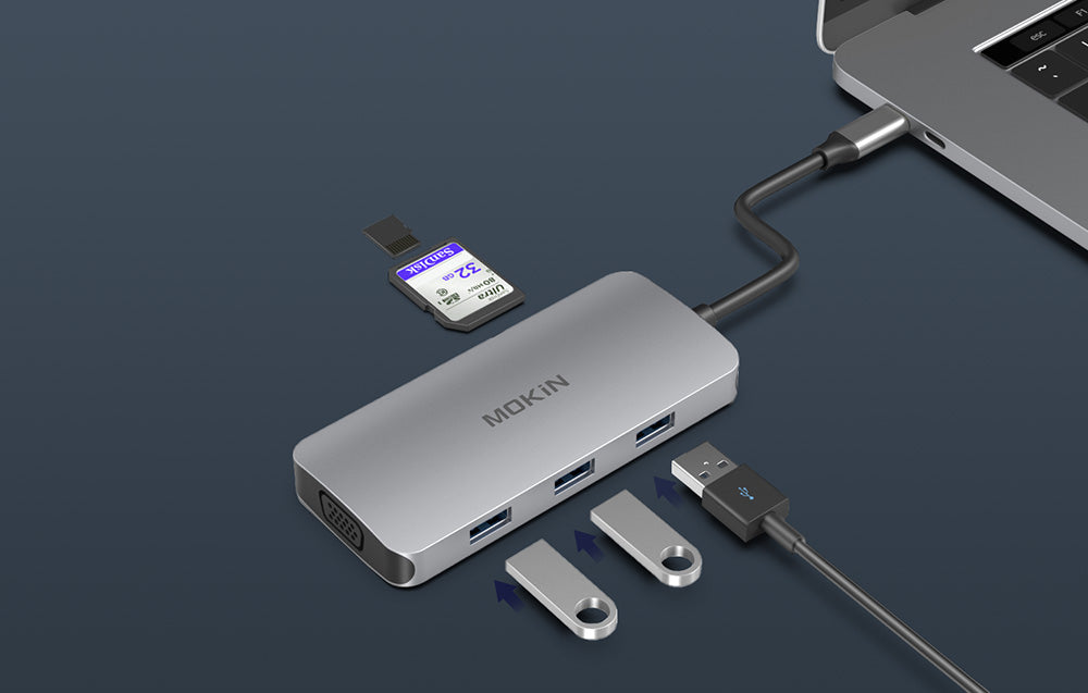 Adapter MOKiN 8w1 USB-C (srebrny)