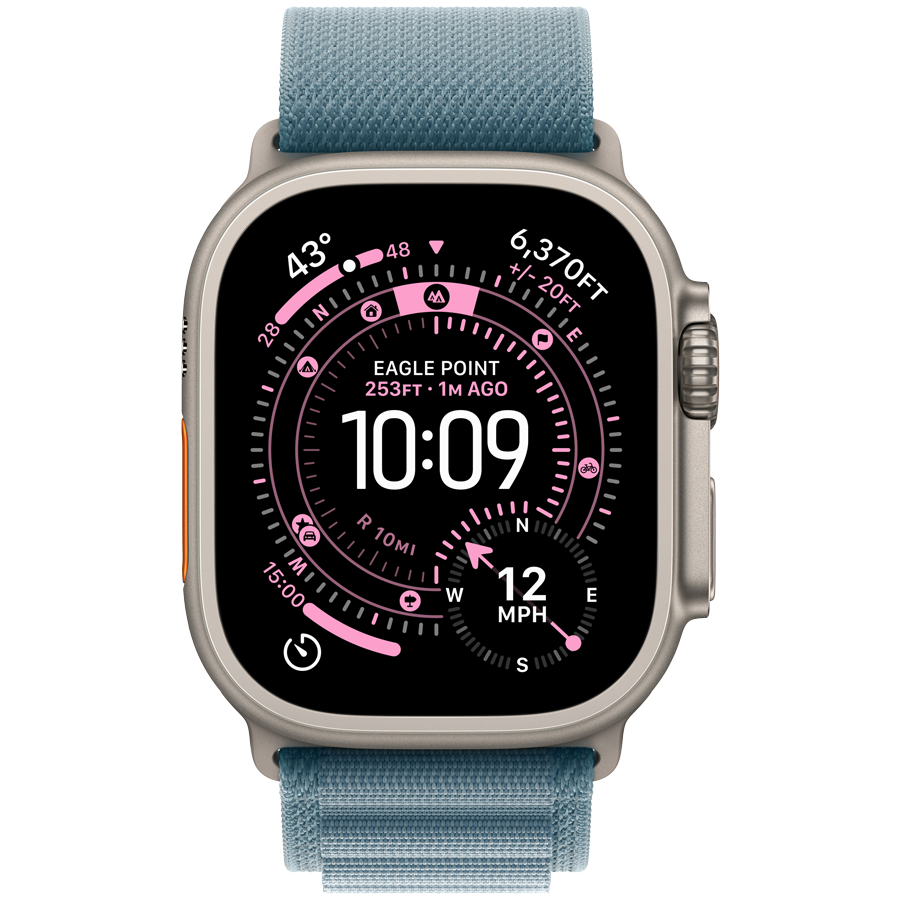 Apple Watch Ultra 3 GPS + Cellular 49 mm — tytan naturalny / Alpine Loop błękitny, rozmiar L