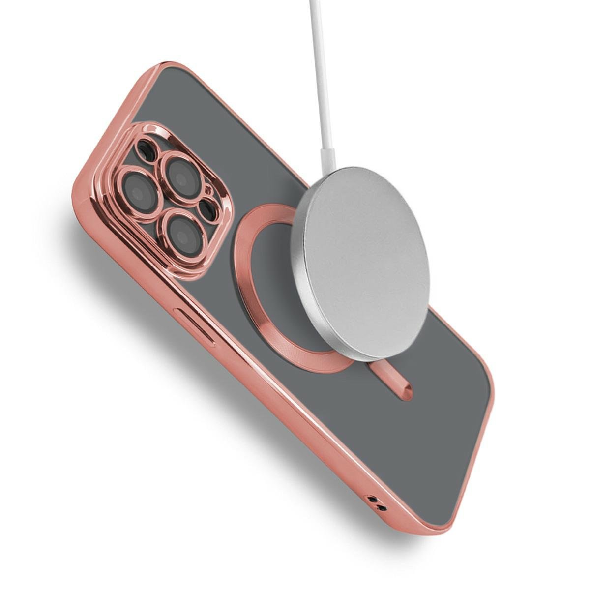 Etui magnetyczne MagShine do iPhone 13 Pro Max – różowe, chromowana ramka – iPhone 13 Pro Max / Różowy