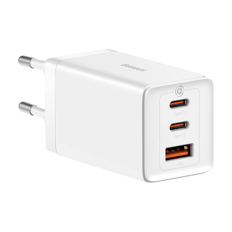 Baseus GaN5 Pro 2xUSB-C + USB Wall Charger, 65W (White)