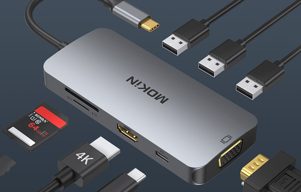 Adapter MOKiN 8w1 USB-C (srebrny)