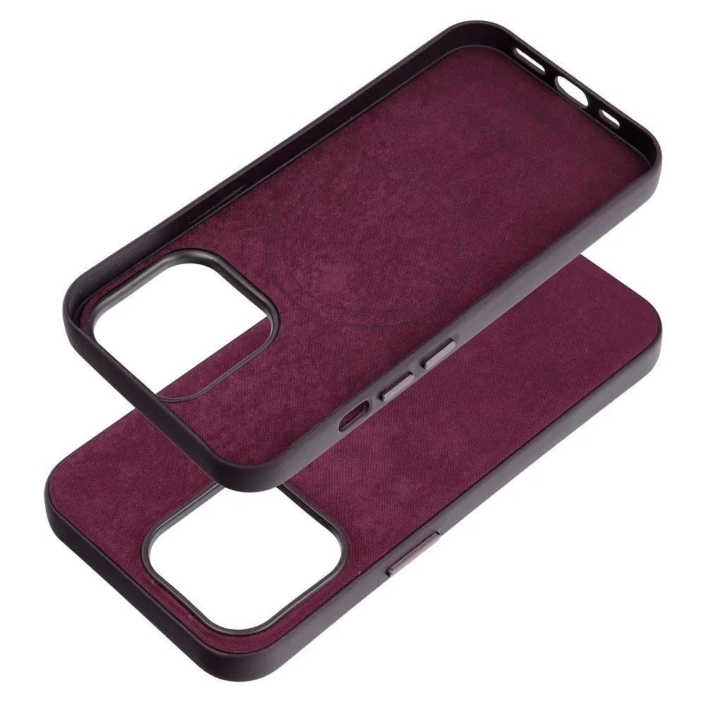 Fine WOVEN MAG COVER case compatible with MagSafe for IPHONE 13 Pro burgundy