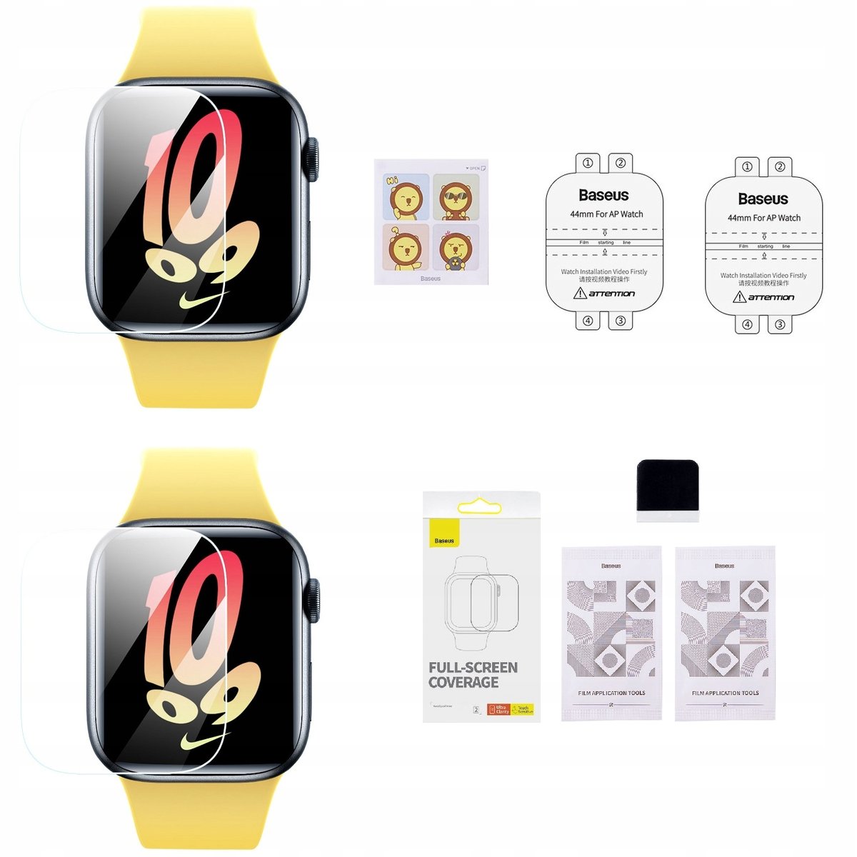 Folia na ekran Apple Watch Baseus FULL-SCREEN COVERAGE dla AW 4/5/6/SE/SE2 44mm