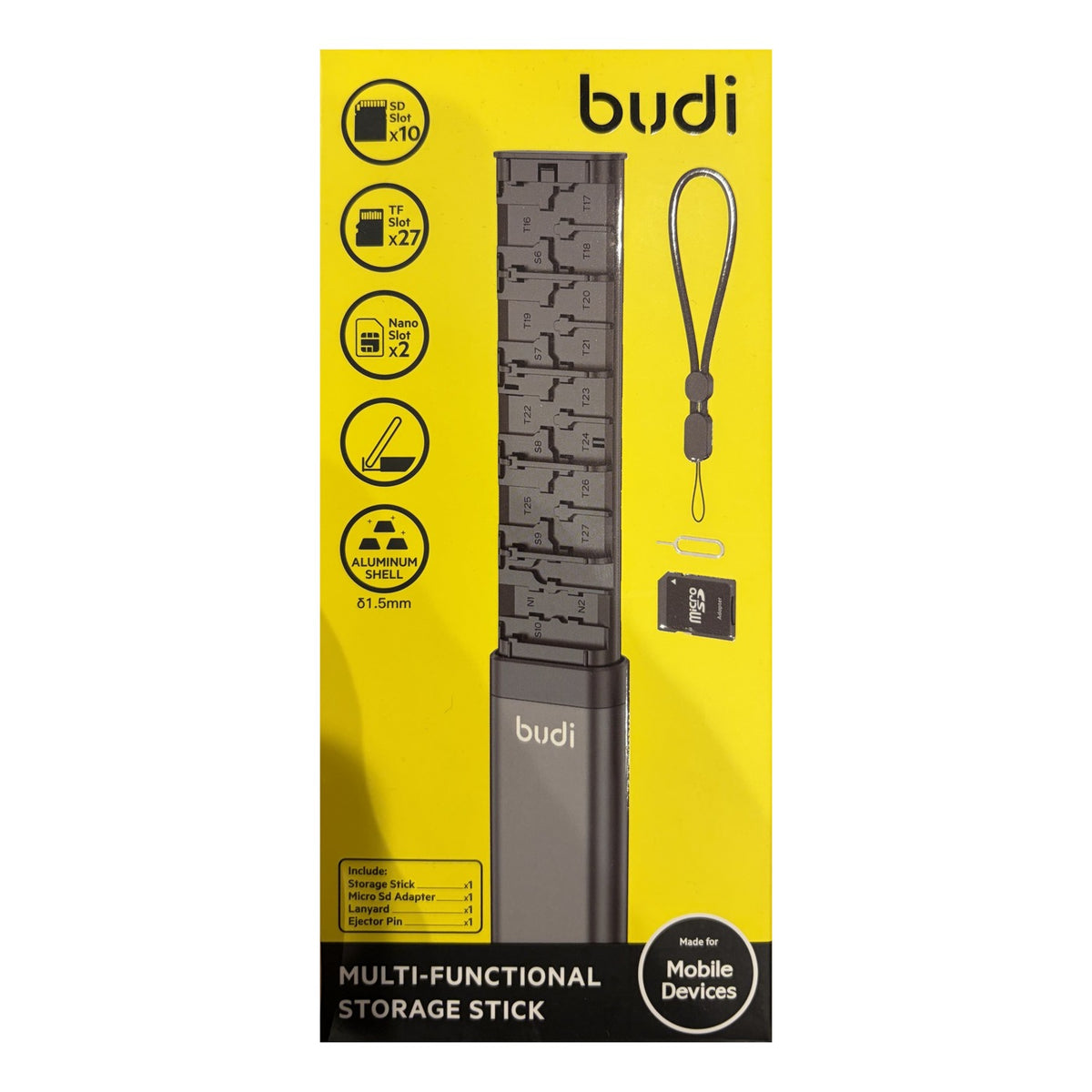 Organizer budi Storage Stick na karty SD, microSD i nano SIM – opakowanie