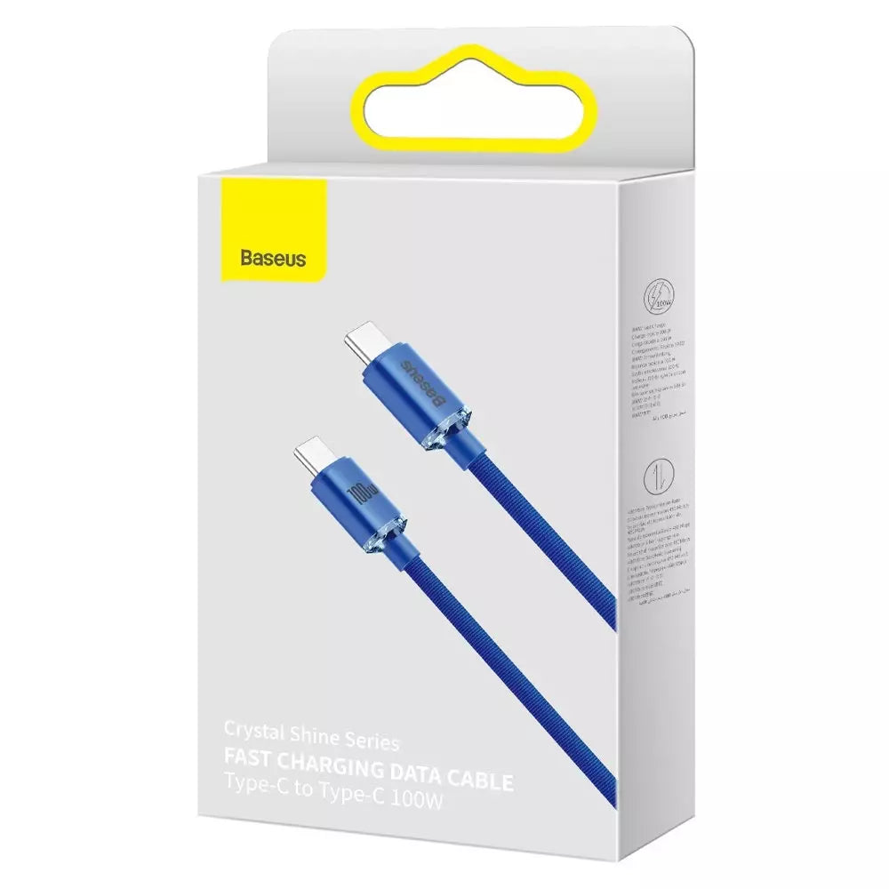 Baseus Crystal Shine | Kabel USB-C Type-C 100W Power Delivery Quick Charge 1.2m Niebieski 1.2m