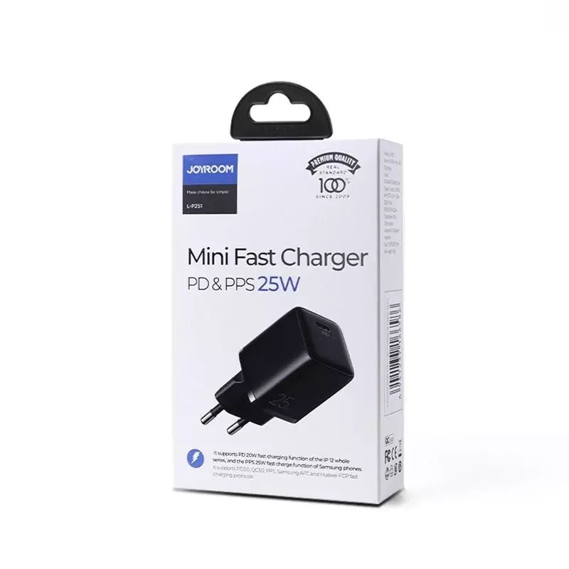 Joyroom mała szybka ładowarka USB Typ-C 25W wtyczka EU czarny (L-P251)