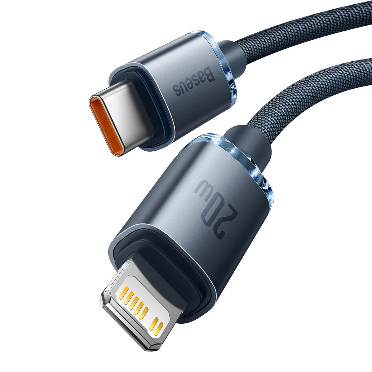 Kabel Baseus Crystal Shine USB-C na Lightning – wtyki