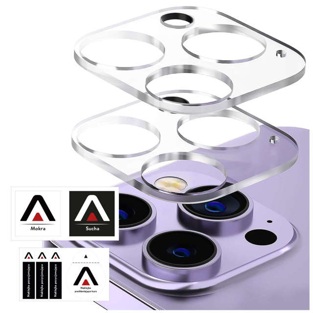 2x Glass for camera lens for iPhone 15 Pro / 15 Pro Max Alogy lens clear transparent