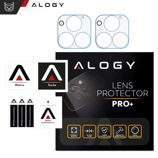 2x Glass for camera lens for iPhone 15 Pro / 15 Pro Max Alogy lens clear transparent