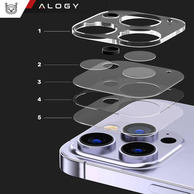 2x Glass for camera lens for iPhone 15 Pro / 15 Pro Max Alogy lens clear transparent