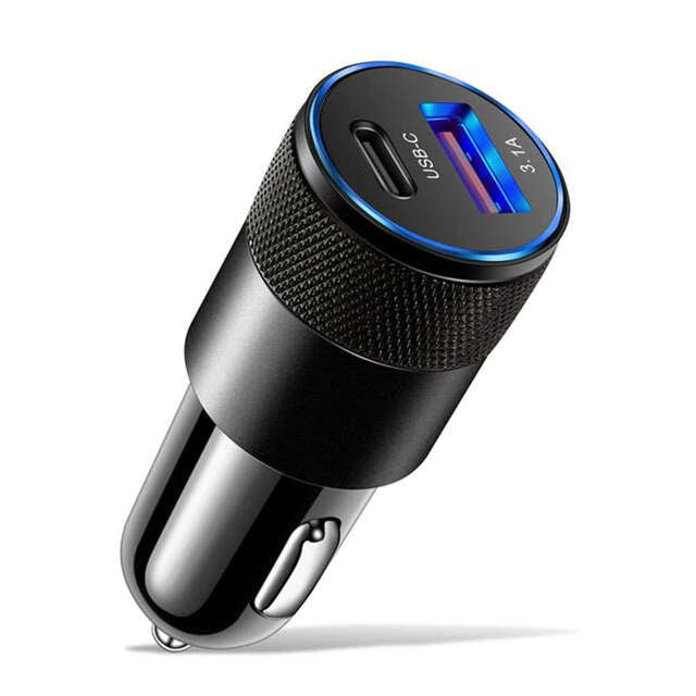 Ładowarka samochodowa Alogy do auta USB-C Type C + USB 3.1A Czarna