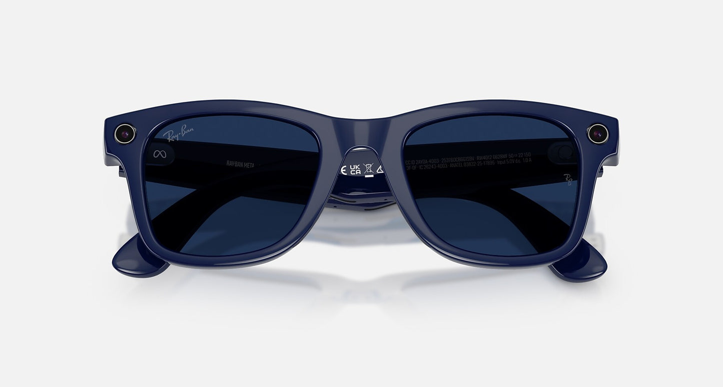Ray-Ban Meta Wayfarer (Gen 2) — Shiny Cosmic Blue / Transitions Sapphire — RW4012
