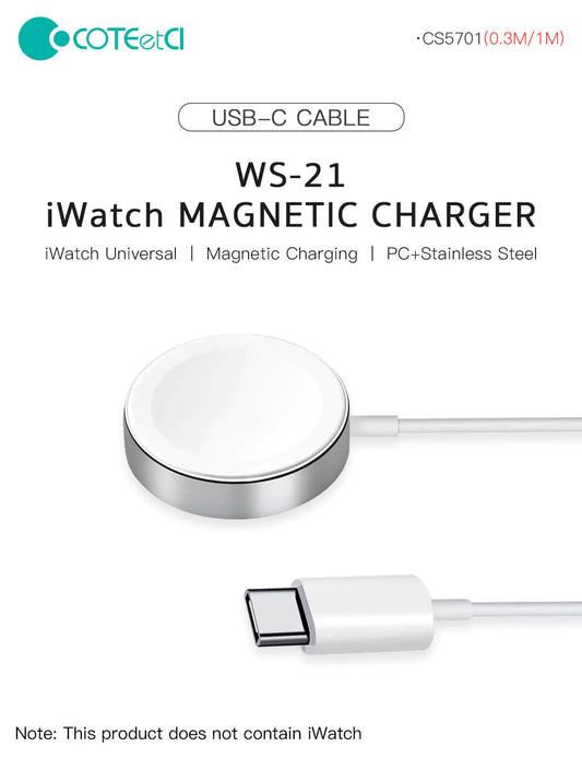 Kabel Ładowarka dla Apple Watch COTECI USB-c Magnetic Charger 1m