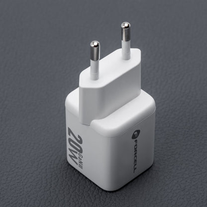 Ładowarka sieciowa do telefonu Forcell F-Energy Mini GaN III USB C + USB A QC4.0 PD 20W VT-35A biała 0INT