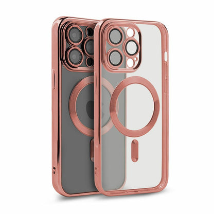 Etui magnetyczne MagShine do iPhone 13 Pro Max – różowe, chromowana ramka – iPhone 13 Pro Max / Różowy