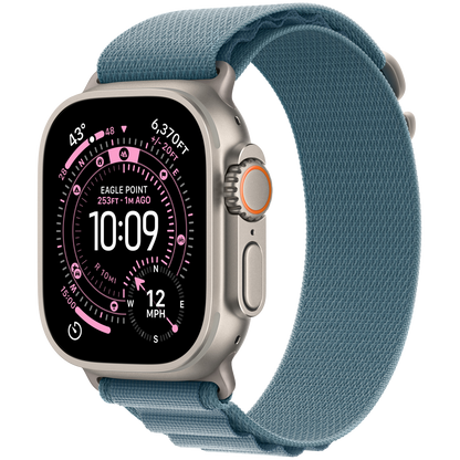 Apple Watch Ultra 3 GPS + Cellular 49 mm — tytan naturalny / Alpine Loop błękitny, rozmiar L