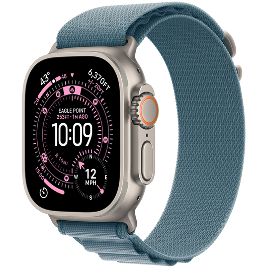 Apple Watch Ultra 3 GPS + Cellular 49 mm — tytan naturalny / Alpine Loop błękitny, rozmiar L