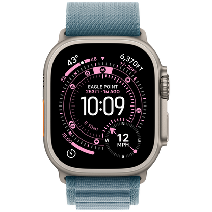 Apple Watch Ultra 3 GPS + Cellular 49 mm — tytan naturalny / Alpine Loop błękitny, rozmiar L