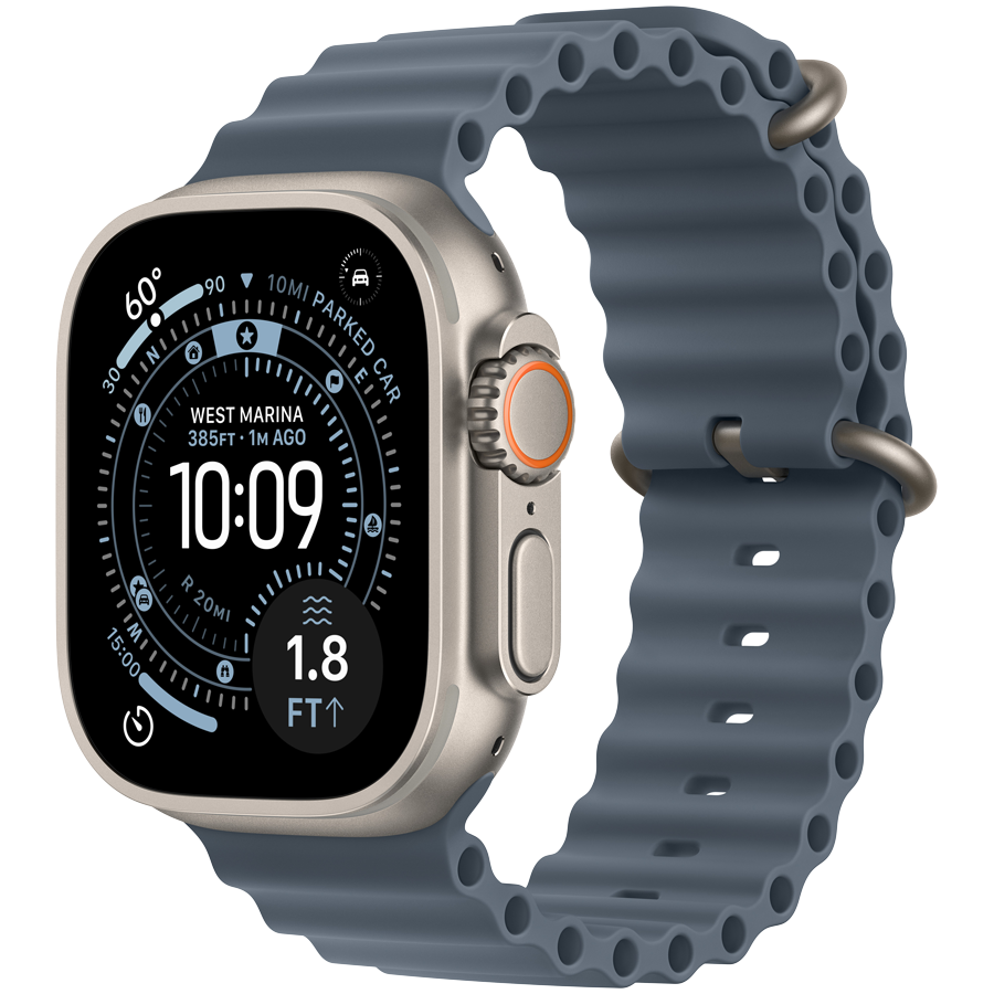 Apple Watch Ultra 3 GPS + Cellular 49 mm — tytan naturalny / pasek Ocean Anchor Blue