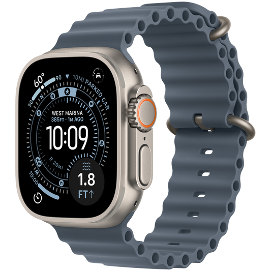 Apple Watch Ultra 3 GPS + Cellular 49 mm — tytan naturalny / pasek Ocean Anchor Blue