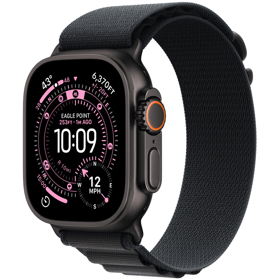 Apple Watch Ultra 3 GPS + Cellular 49 mm — tytan czarny / Alpine Loop czarny, rozmiar M
