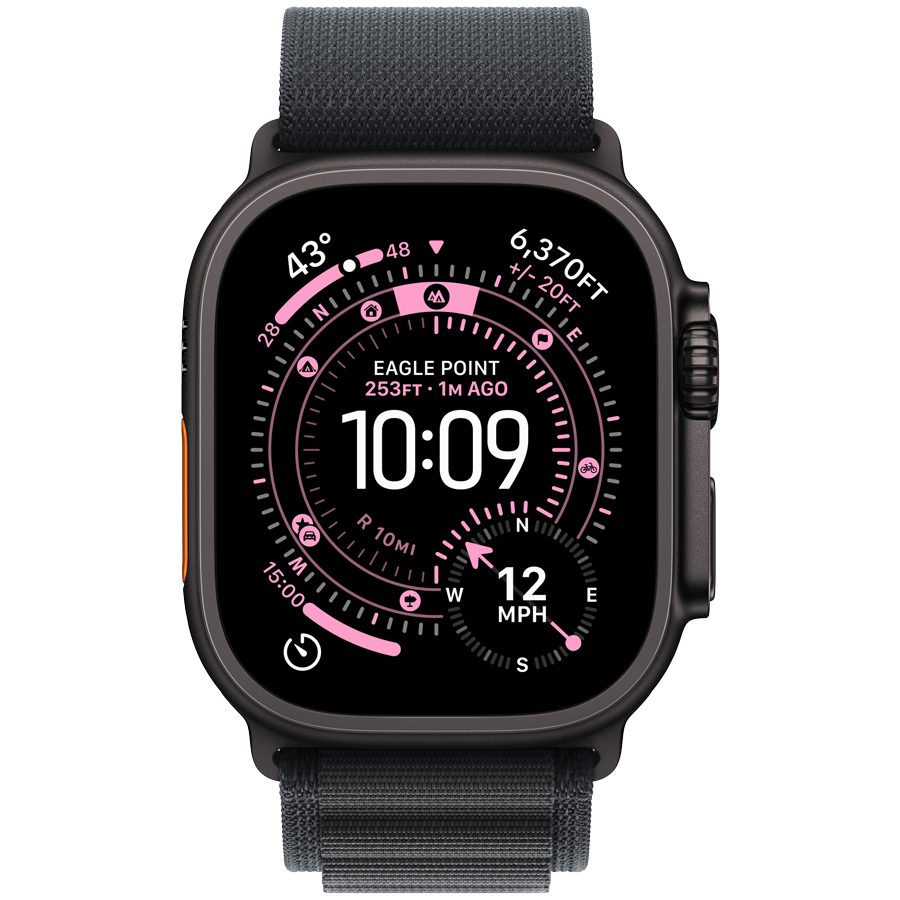 Apple Watch Ultra 3 GPS + Cellular 49 mm — tytan czarny / Alpine Loop czarny, rozmiar M