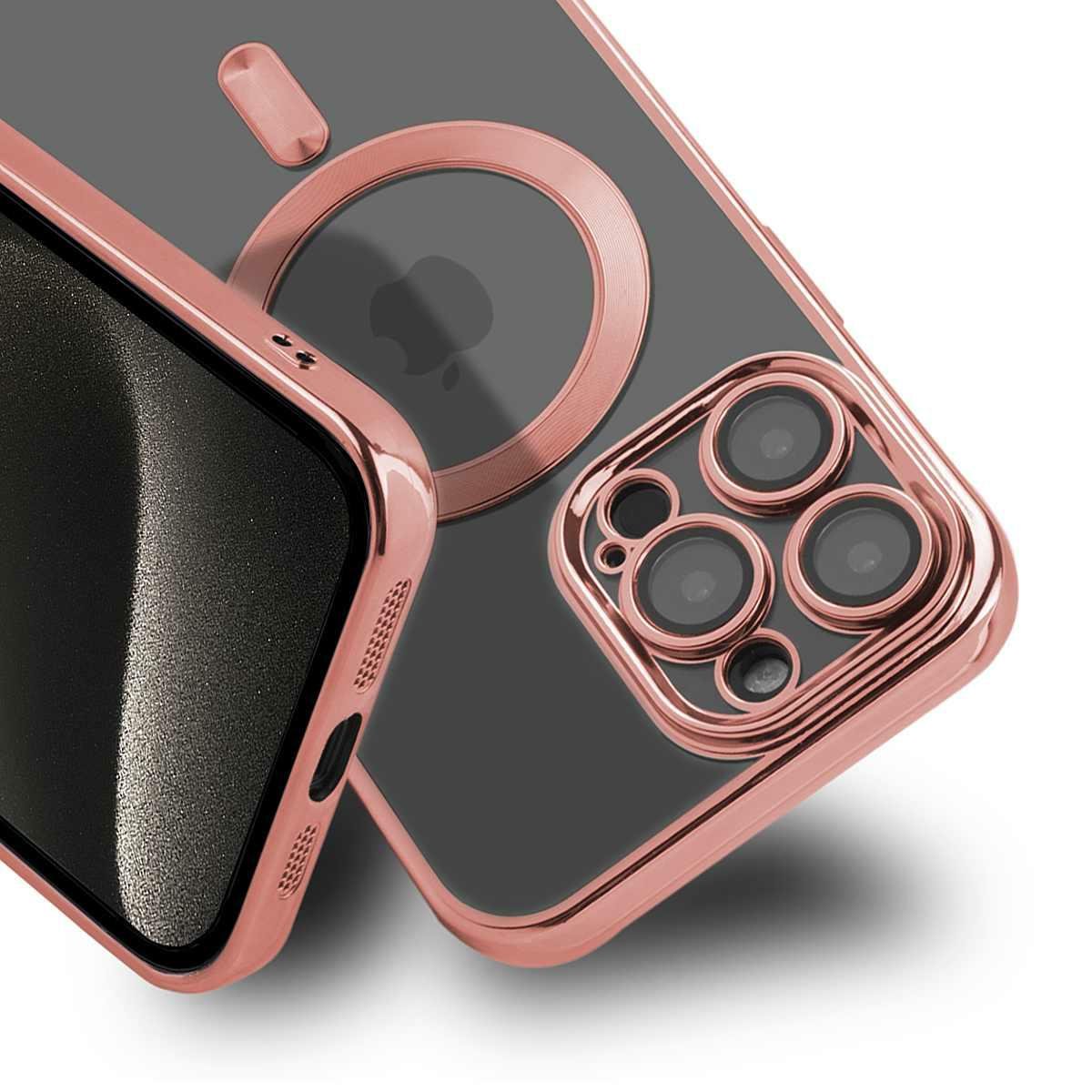 Etui magnetyczne MagShine do iPhone 13 Pro Max – różowe, chromowana ramka – iPhone 13 Pro Max / Różowy