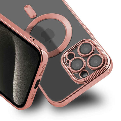 Etui magnetyczne MagShine do iPhone 13 Pro Max – różowe, chromowana ramka – iPhone 13 Pro Max / Różowy