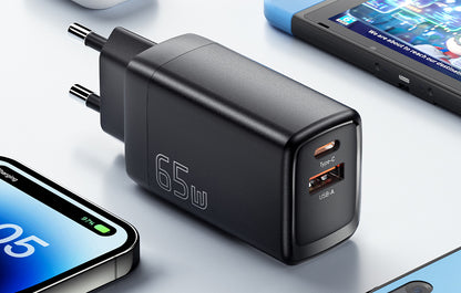 Ładowarka USB-C+USB-A 65W Essager GaN (czarna)