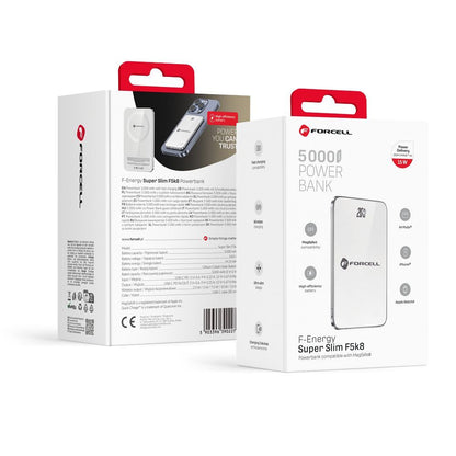 Powerbank zgodny z MagSafe Forcell F-Energy SuperSlim F5K8 QC4.0 PD3.0 15W 5000 mAh biały 0INT