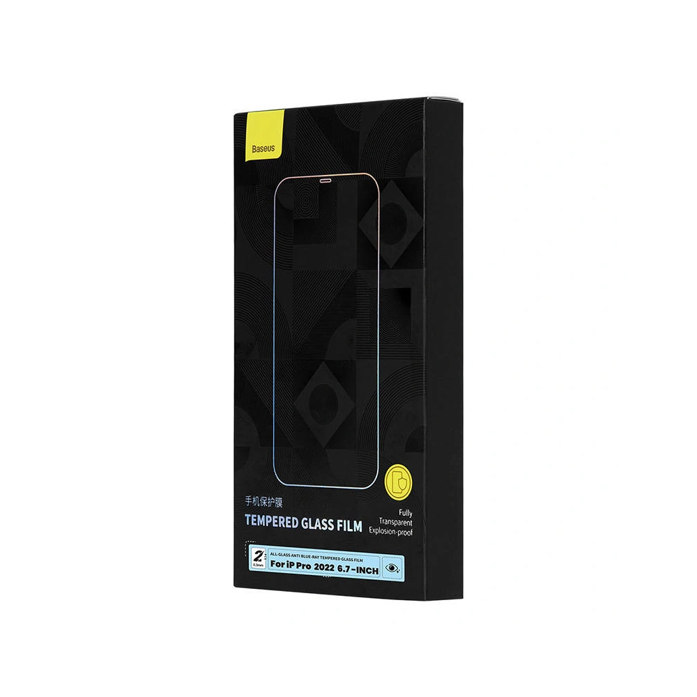 Szkło hartowane Baseus Anti Blue Light 0,3 mm do iPhone 14 Pro Max – filtr światła niebieskiego, 2 szt.