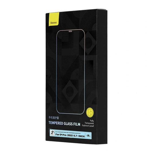 Szkło hartowane Baseus Anti Blue Light 0,3 mm do iPhone 14 Pro Max – filtr światła niebieskiego, 2 szt.