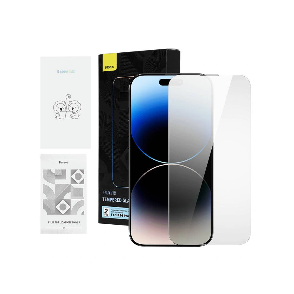 Szkło prywatyzujące Baseus Crystal do iPhone 14 Pro Max – 2 szt. z zestawem do montażu