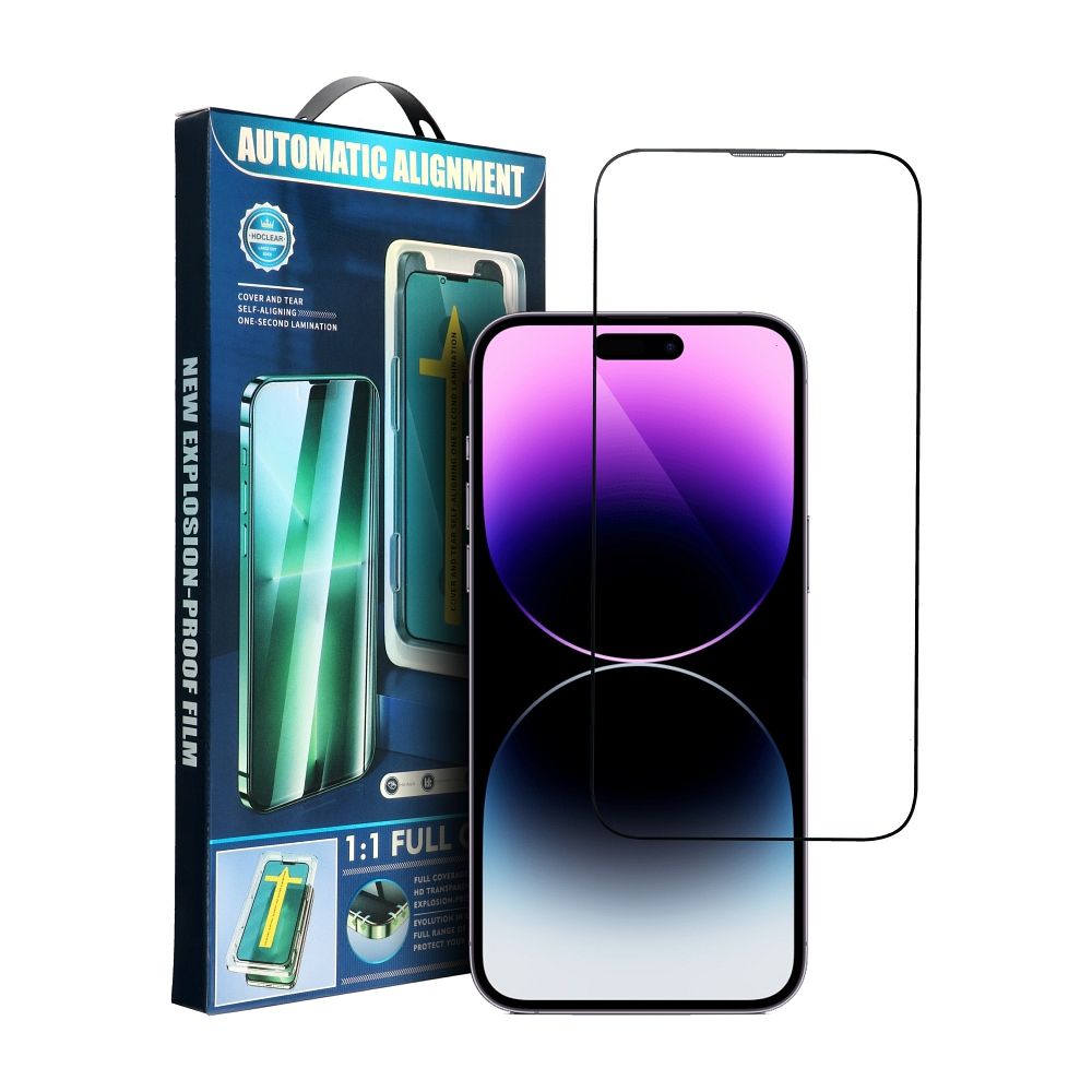 5D Full Glue Tempered Glass - do iPhone 16 Pro Max / 17 Pro Max czarny + aplikator