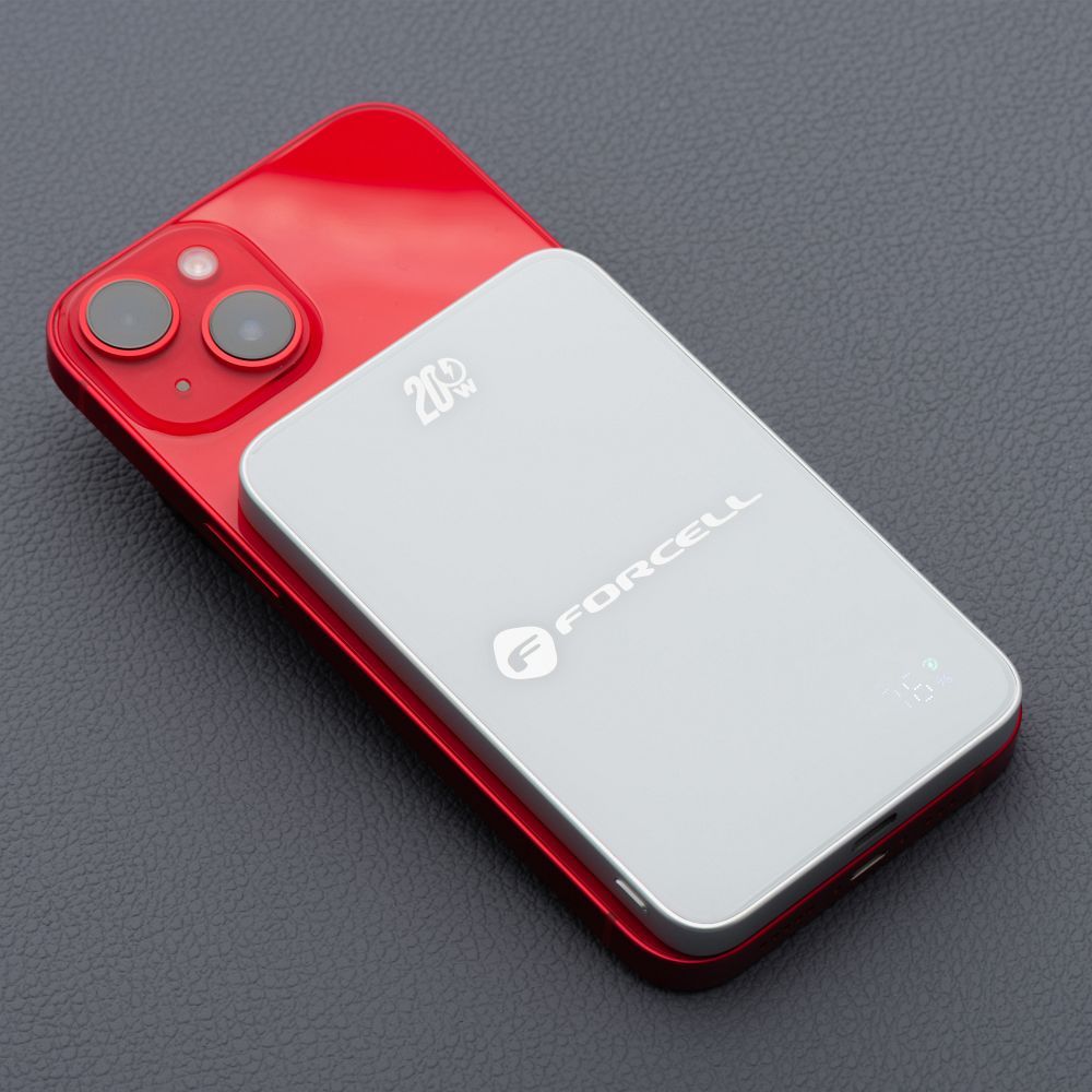 Powerbank zgodny z MagSafe Forcell F-Energy SuperSlim F5K8 QC4.0 PD3.0 15W 5000 mAh biały 0INT