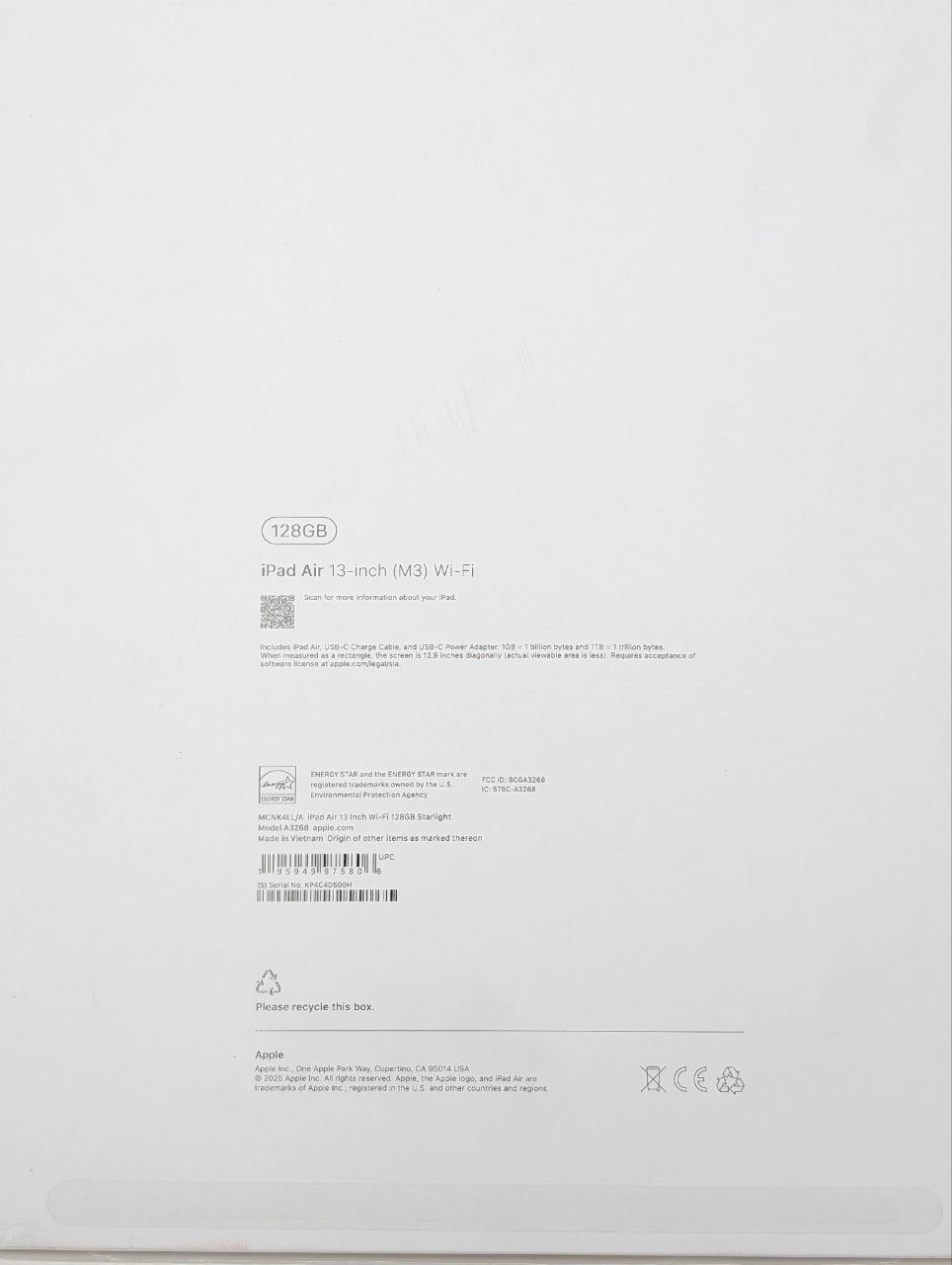 Apple iPad Air 13" M3 128GB WI-FI Księżycowa poświata | Outlet