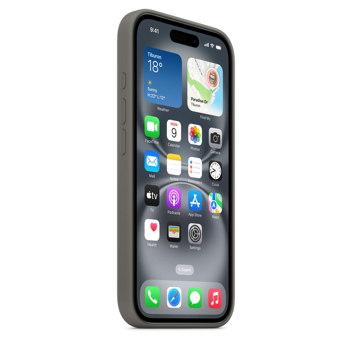 Oryginalne etui Apple Silicone Case z MagSafe do iPhone 16 – górska szarość