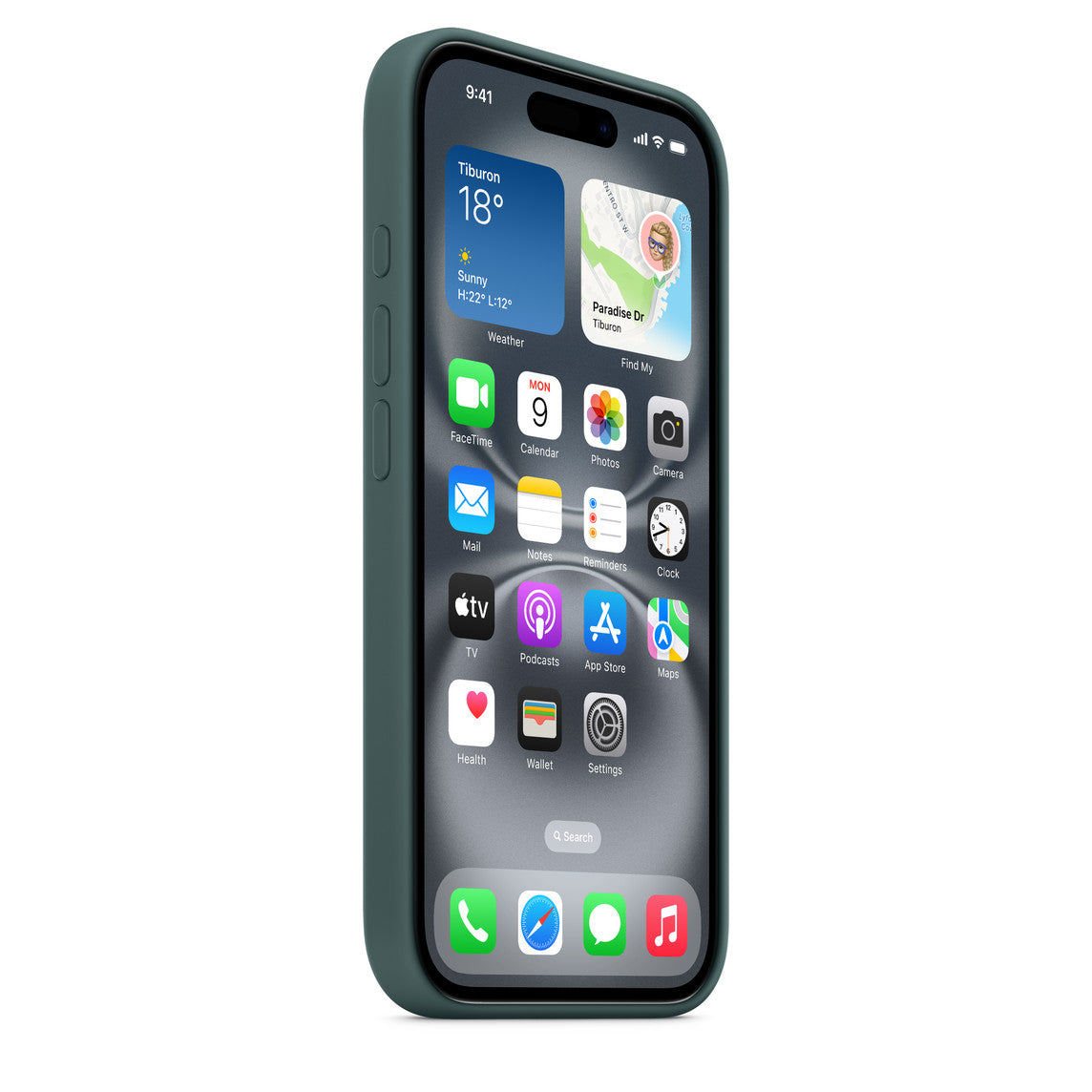 Oryginalne etui Apple Silicone Case z MagSafe do iPhone 16 – górskie jezioro