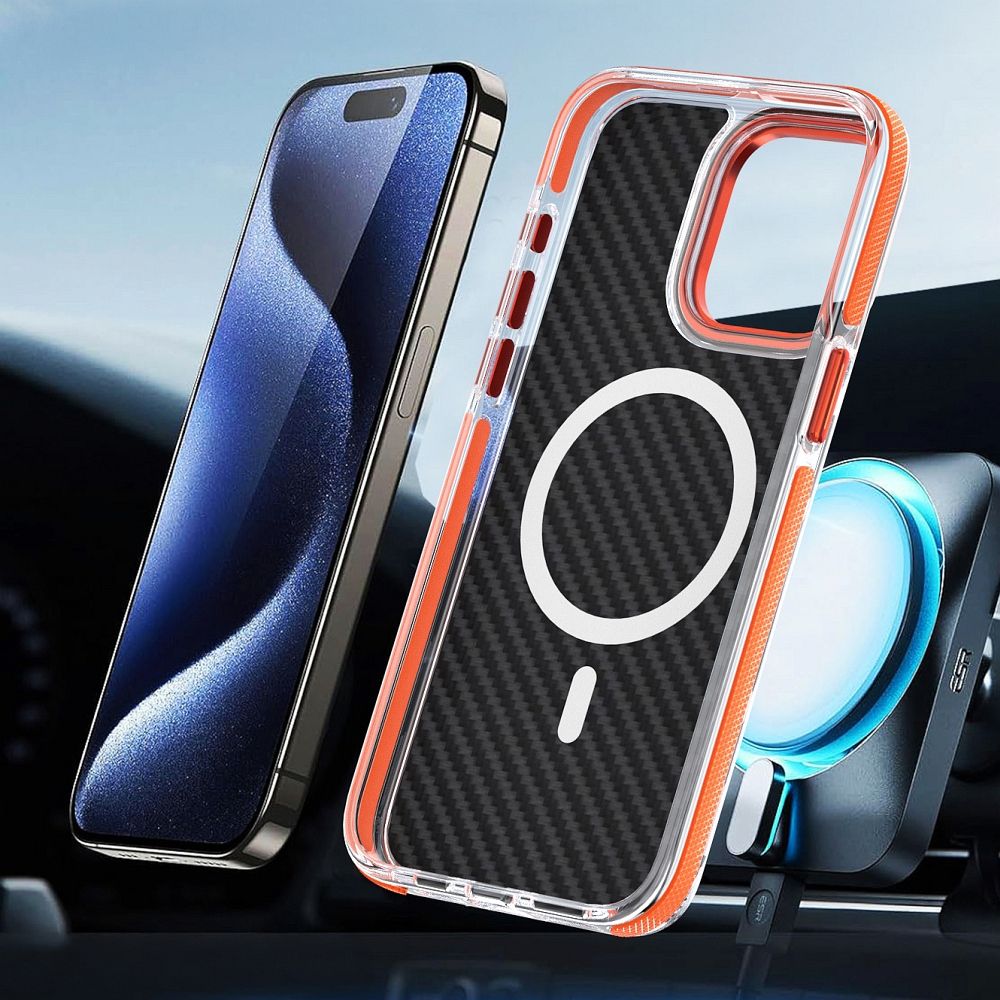 Futerał FIBER kompatybilny z MagSafe do IPHONE 17 PRO MAX - pomarańczowy