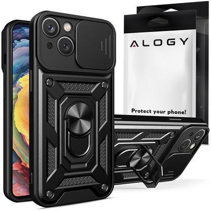 Etui Alogy Camshield Stand Ring z osłoną aparatu do iPhone 14 – czarne