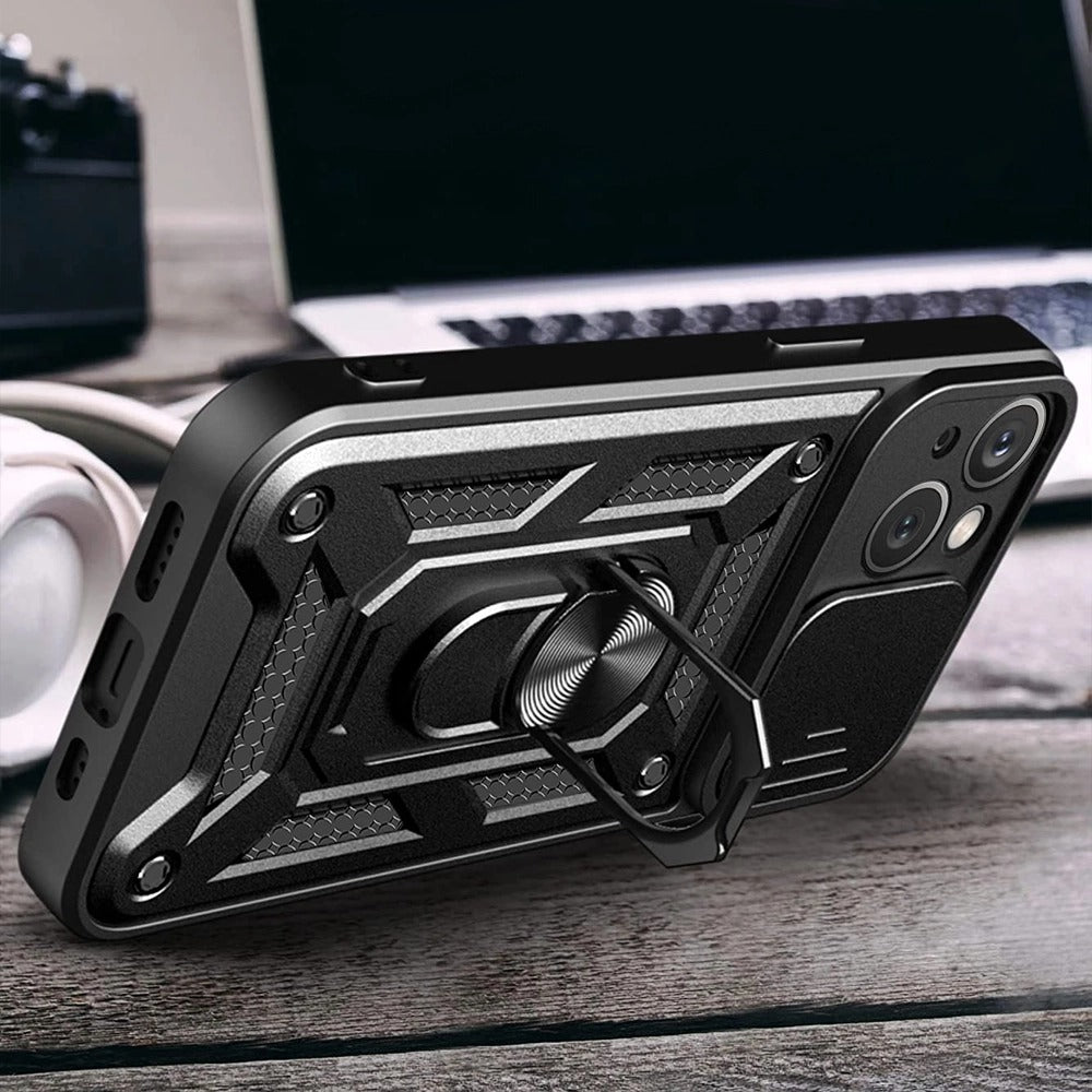 Etui Alogy Camshield Stand Ring z osłoną aparatu do iPhone 14 – czarne