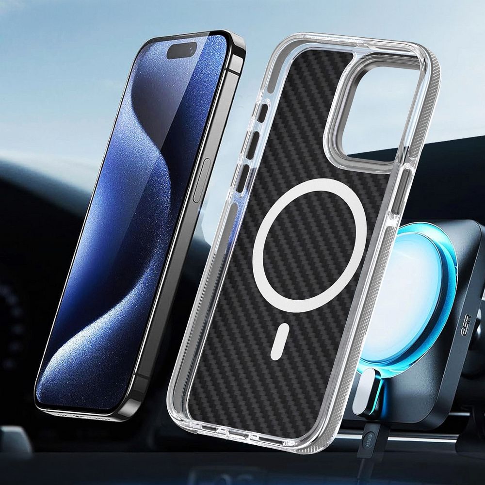 Futerał FIBER kompatybilny z MagSafe do IPHONE - czarny