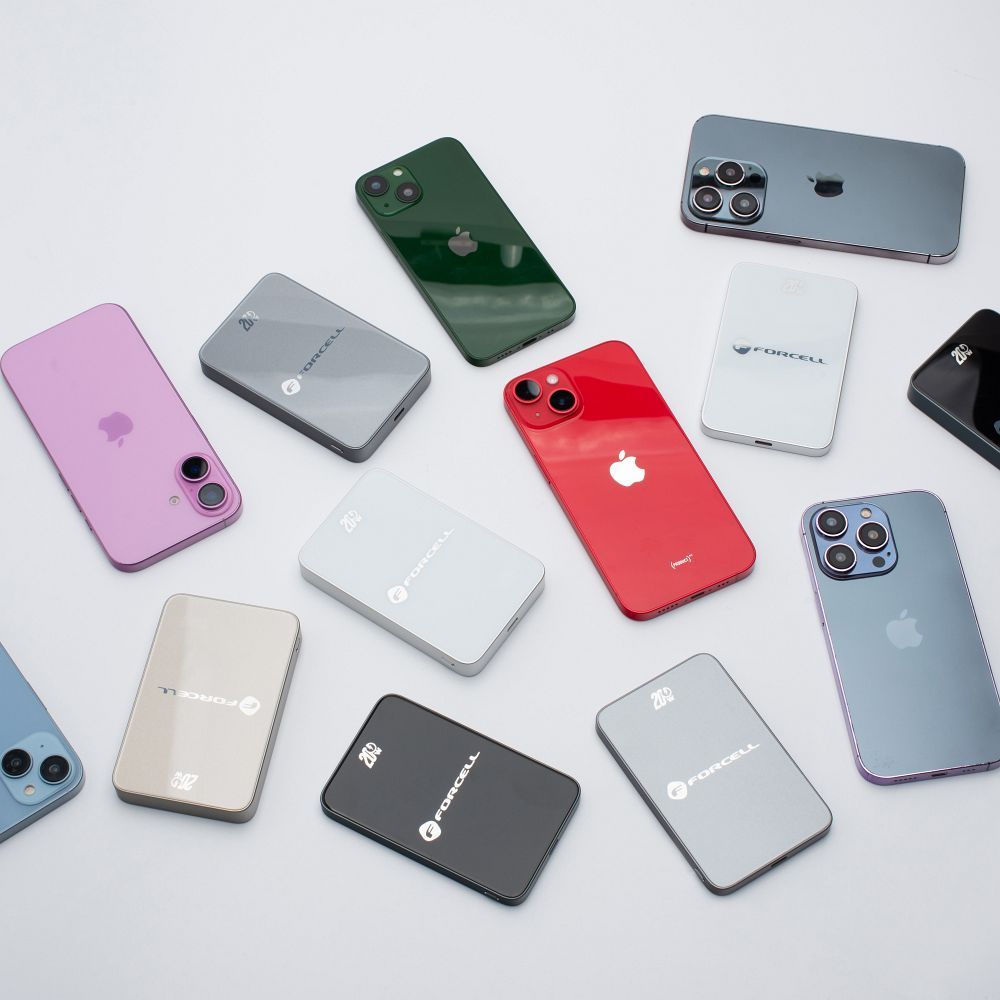 Powerbank zgodny z MagSafe Forcell F-Energy SuperSlim F5K8 QC4.0 PD3.0 15W 5000 mAh biały 0INT