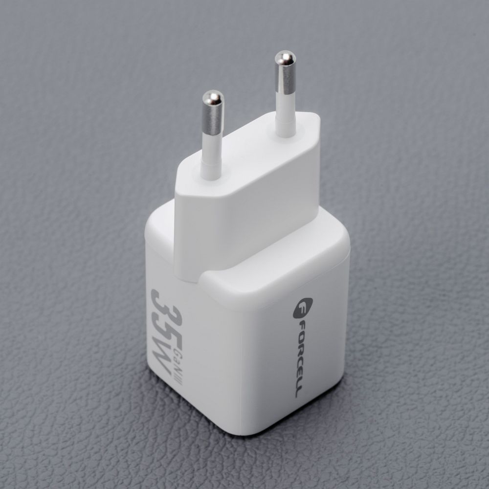 Ładowarka sieciowa do telefonu Forcell F-Energy Mini GaN III USB C + USB A QC4.0 PD 35W VT-35C biała 0INT