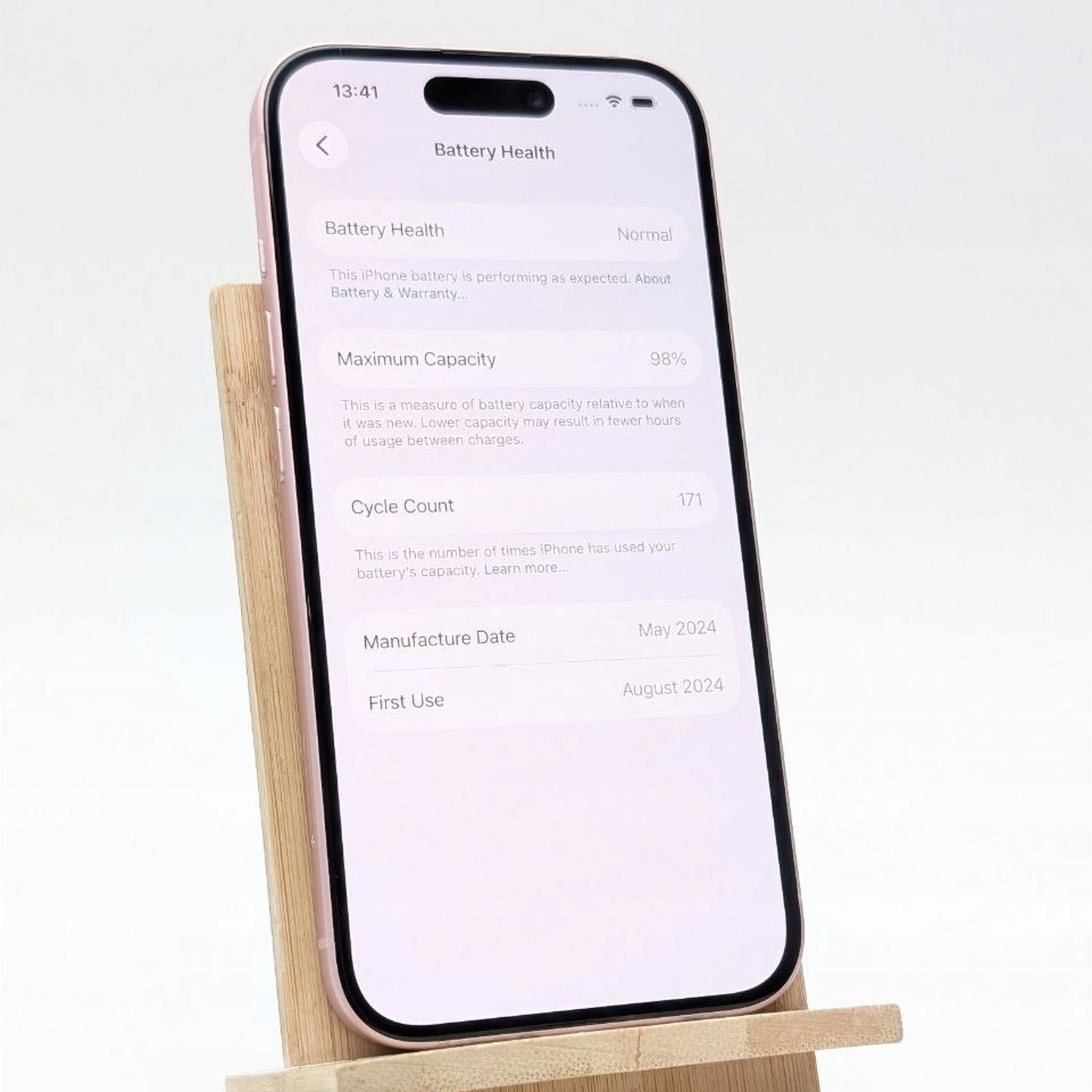 Apple iPhone 15 128 GB różowy | Outlet, Bateria 98%