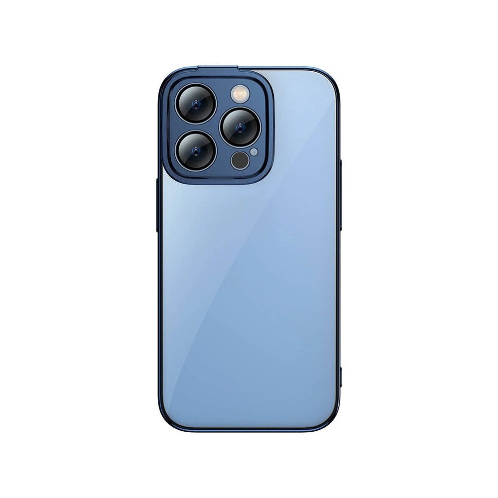 Etui Baseus Glitter do iPhone 14 Pro Max – niebieskie, ze szkłem hartowanym
