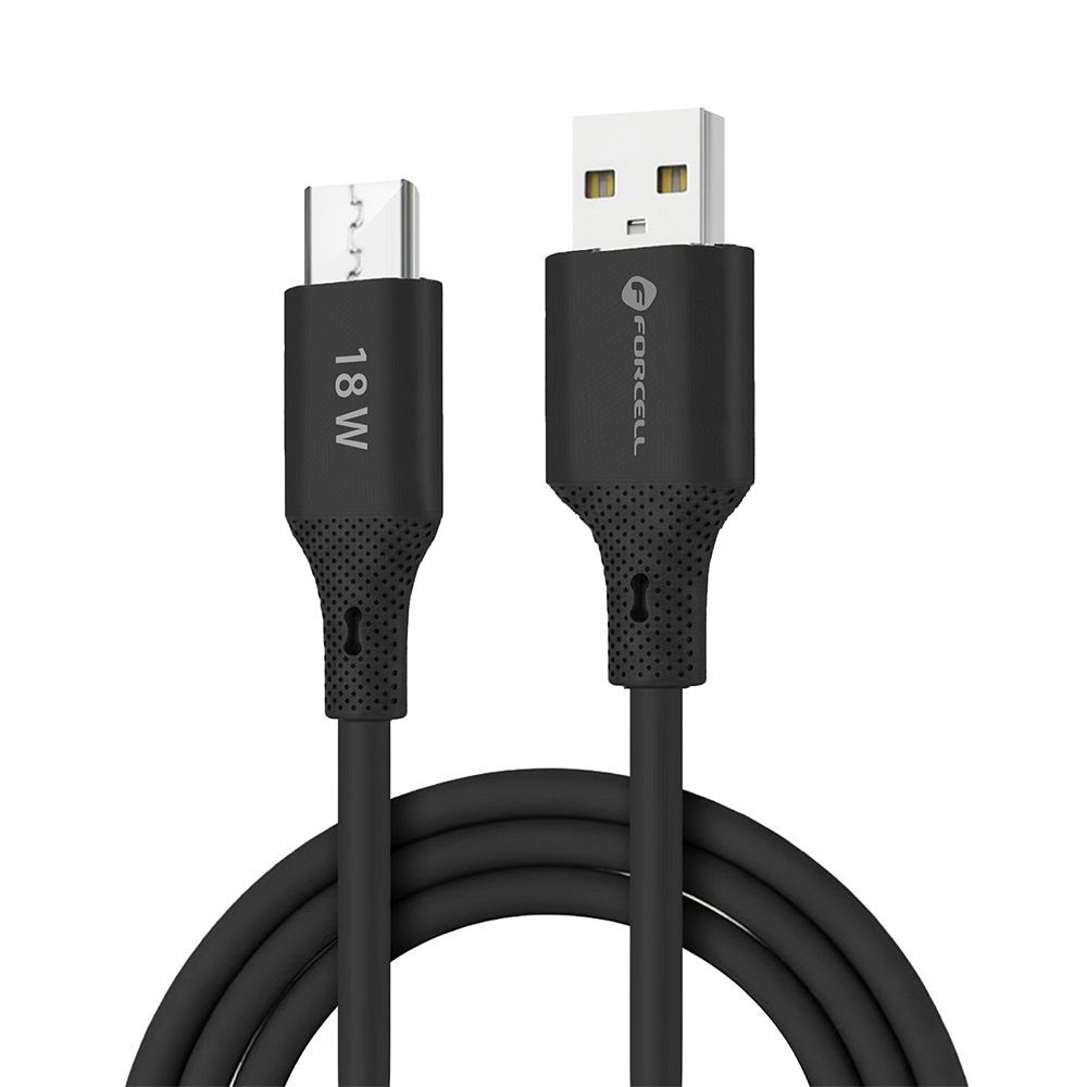 Kabel Forcell F-Energy Silicone USB-A – Micro USB 1 m, 18 W – czarny