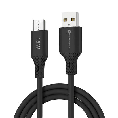 Kabel Forcell F-Energy Silicone USB-A – Micro USB 1 m, 18 W – czarny