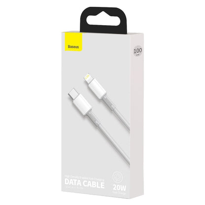 Kabel USB-C do Lightning Baseus High Density Braided, 20W, 5A, PD, 1m (biały)